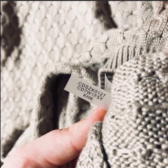 NEW Calvin Klein Tan Cream Leather Buckle Cowl Neck Bodycon Sweater Mini Dress M - Picture 8 of 10